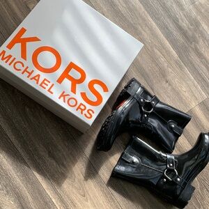 Michael Kors Shiny Black Ankle Boots
